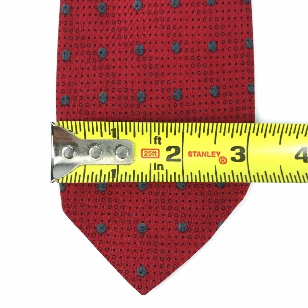CERRUTI 1881 Silk Tie Made in ITALY Red Gray Polka Dot Men's Elegant Necktie